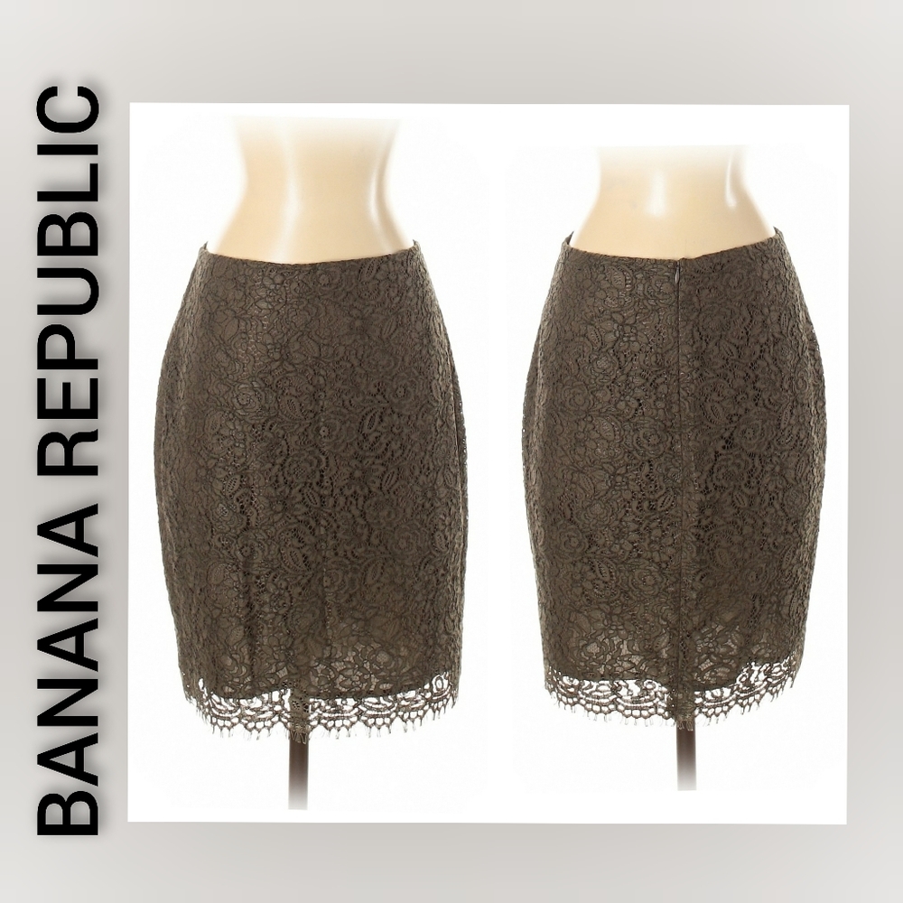 Banana Republic Lacey Lined Skirt Size 0 Brown